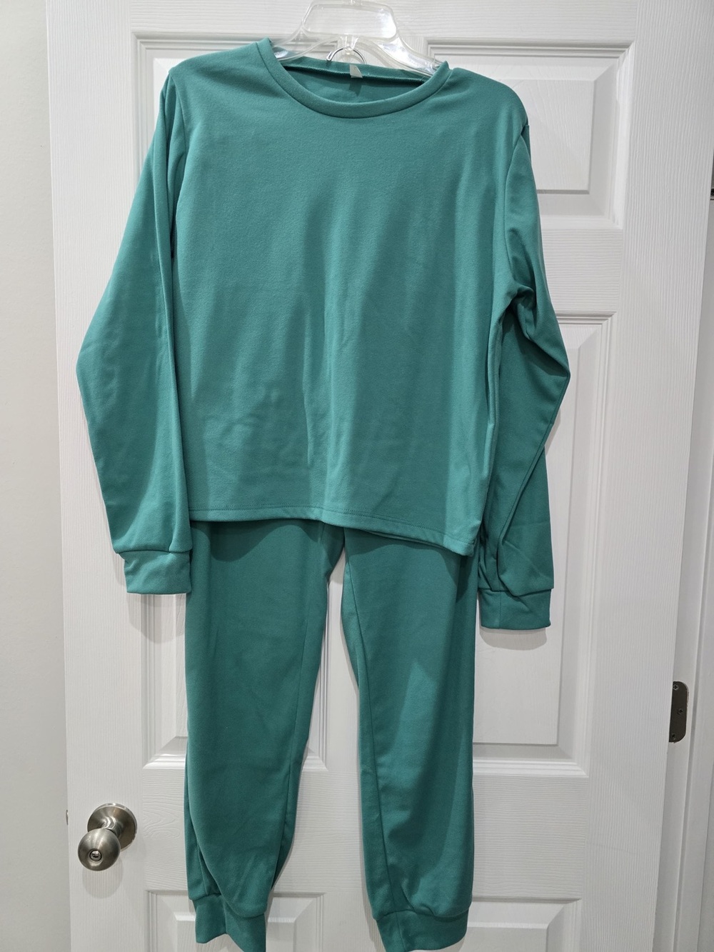 Womens Long-Sleeve Pajama Set in Teal Size L